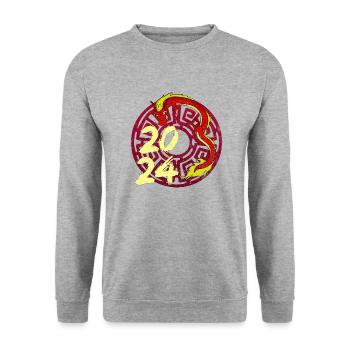 Nouvel An chinois Dragon Vietnam I Cadeau - Sweat-shirt Unisexe - gris chiné - Devant - Alina (178cm) & Michal (187cm)
