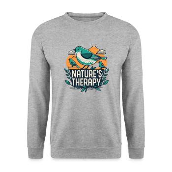 "la thérapie de la nature" - Sweat-shirt Unisexe - gris chiné - Devant - Alina (178cm) & Michal (187cm)