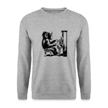 Monkey Orchestra Piano Street Art Banksy Style - Unisex Sweatshirt - salt & pepper - Front - Alina (178cm) & Michal (187cm)