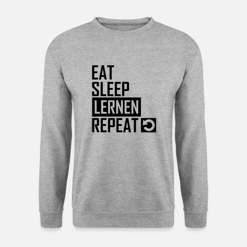Abi Eat sleep lernen repeat - Unisex Pullover - Weißgrau meliert