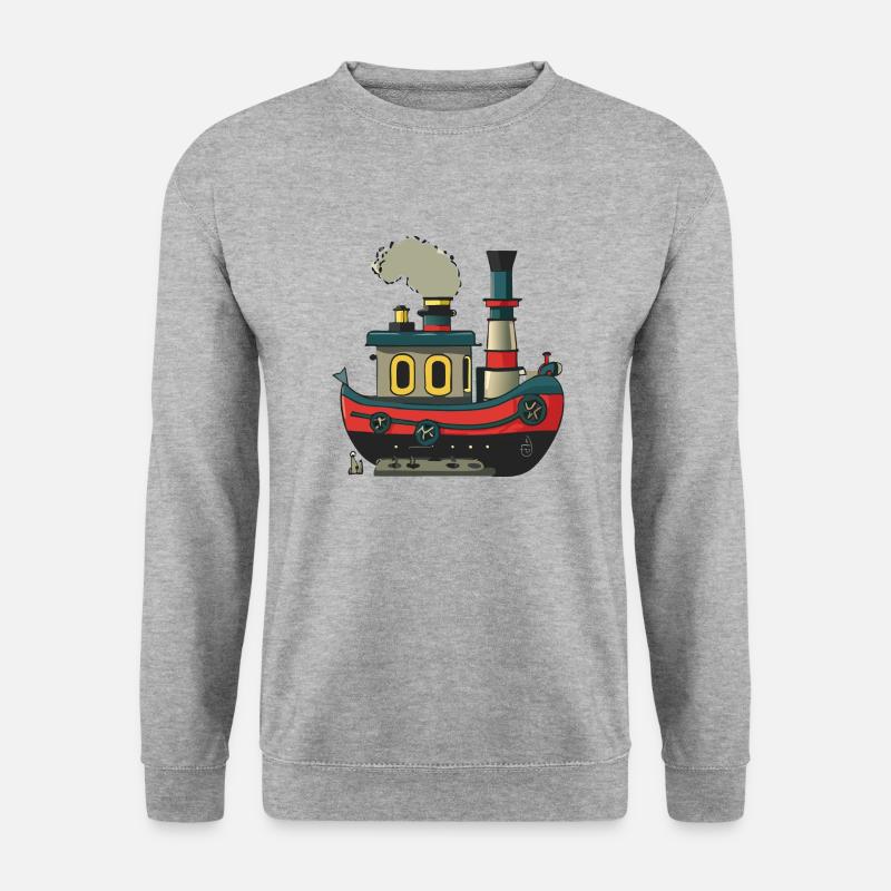 Dampfer - Unisex Pullover - Weißgrau meliert