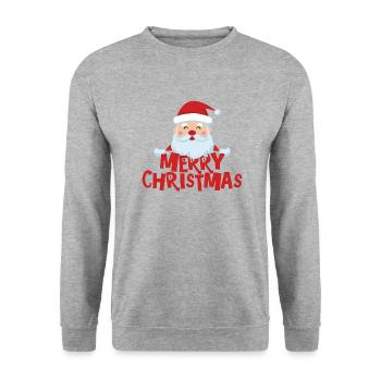 Père Noël et l’inscription Joyeux Noël - Sweat-shirt Unisexe - gris chiné - Devant - Alina (178cm) & Michal (187cm)