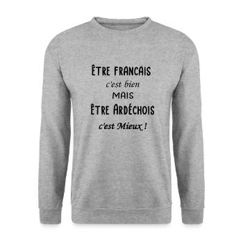 Etre Ardéchois c'est mieux - Sweat-shirt Unisexe - gris chiné - Devant - Alina (178cm) & Michal (187cm)