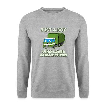 Müllwagen Liebe Müllabfuhr Kind Junge I Geschenk - Unisex Pullover - Weißgrau meliert - Vorne - Alina (178cm) & Michal (187cm)