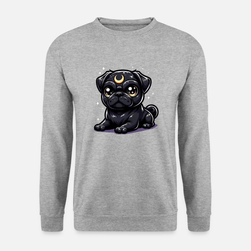 Mondhüter Mops - Unisex Pullover - Weißgrau meliert