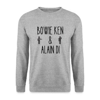 bowie ken et alain di - Sweat-shirt Unisexe - gris chiné - Devant - Alina (178cm) & Michal (187cm)