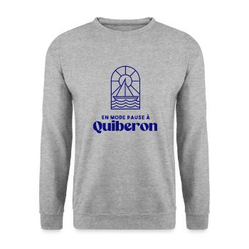Quiberon, en mode pause Bretagne Morbihan 56 - Sweat-shirt Unisexe - gris chiné - Devant - Alina (178cm) & Michal (187cm)
