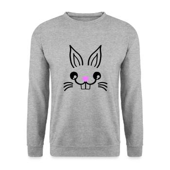 hase rabbit - Unisex Pullover - Weißgrau meliert - Vorne - Alina (178cm) & Michal (187cm)