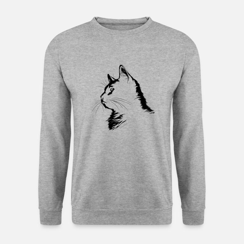 Katze, katzenmotiv - Unisex Pullover - Weißgrau meliert