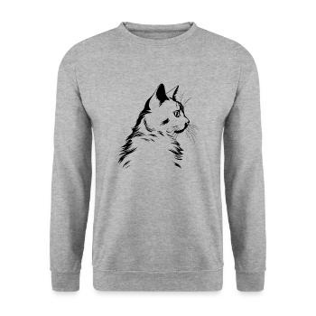 Cat, Cat Motif - Unisex Sweatshirt - salt & pepper - Front - Alina (178cm) & Michal (187cm)