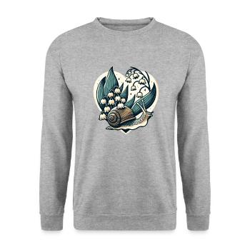 Lily of the Valley Snail - Unisex Sweatshirt - salt & pepper - Front - Alina (178cm) & Michal (187cm)