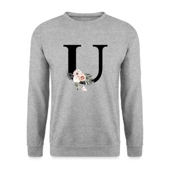Tropical Floral U Letter - Unisex Sweatshirt - salt & pepper - Front - Alina (178cm) & Michal (187cm)
