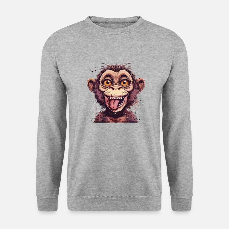Crazy Äffchen - Unisex Pullover - Weißgrau meliert