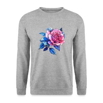 Roses Flower - Rose - Unisex Sweatshirt - salt & pepper - Front - Alina (178cm) & Michal (187cm)