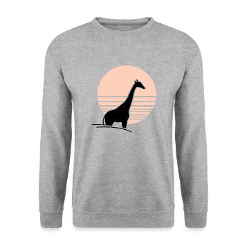 Giraffe vor Sonne - Unisex Pullover - Weißgrau meliert - Vorne - Alina (178cm) & Michal (187cm)