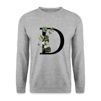 Green Botanical Letter - Unisex Sweatshirt - salt & pepper - Front - Alina (178cm) & Michal (187cm)