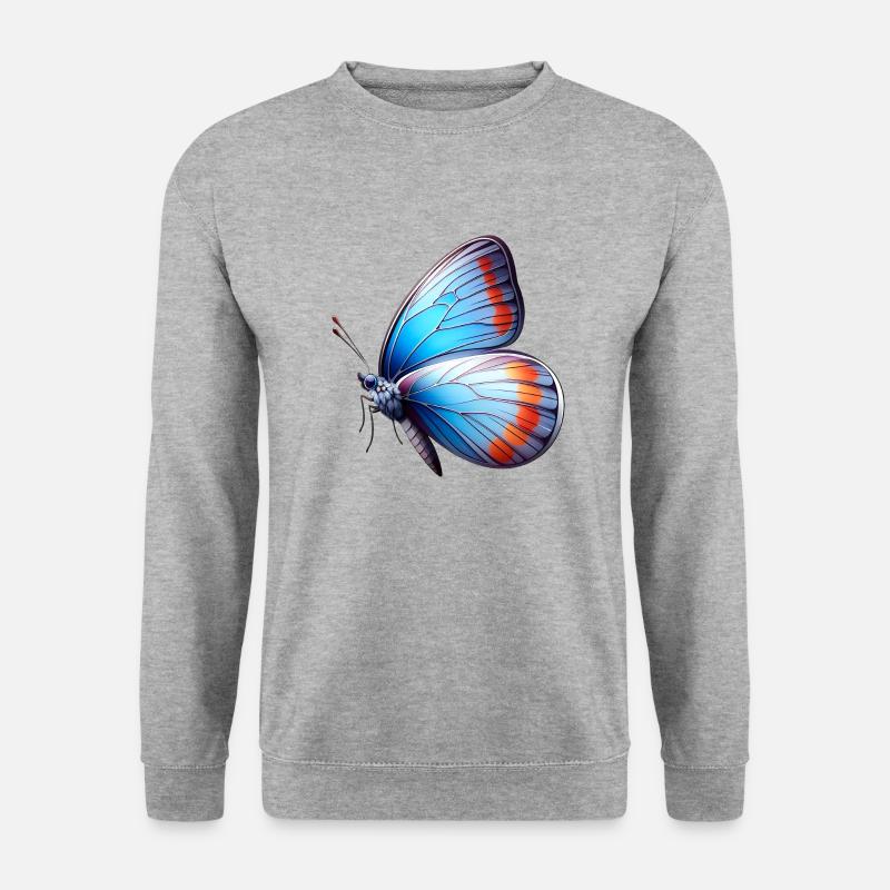 Blauer Schmetterling - Unisex Pullover - Weißgrau meliert