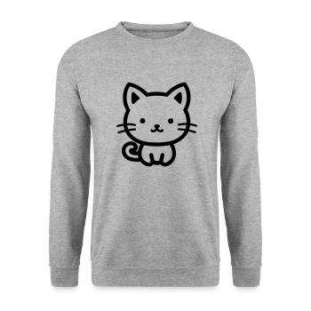 Katze - Unisex Pullover - Weißgrau meliert - Vorne - Alina (178cm) & Michal (187cm)