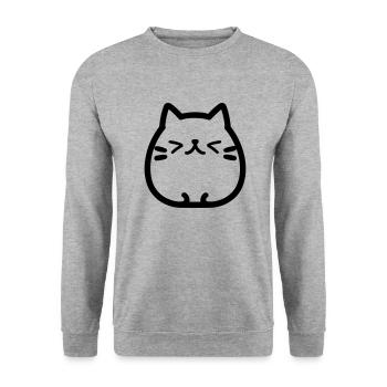Katze - Unisex Pullover - Weißgrau meliert - Vorne - Alina (178cm) & Michal (187cm)