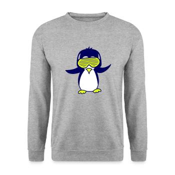 Mignon DJ Pingouin Lunettes de soleil Musique de fête Oiseau - Sweat-shirt Unisexe - gris chiné - Devant - Alina (178cm) & Michal (187cm)