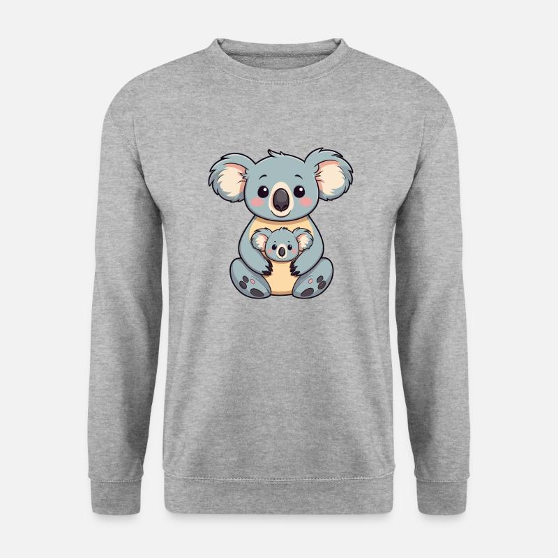 Koala mit Baby - Unisex Pullover - Weißgrau meliert