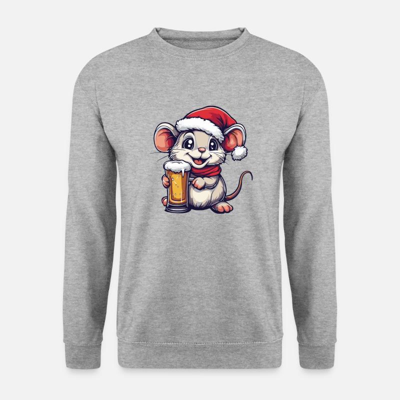 Mouse Christmas Beer - Unisex Sweatshirt - salt & pepper