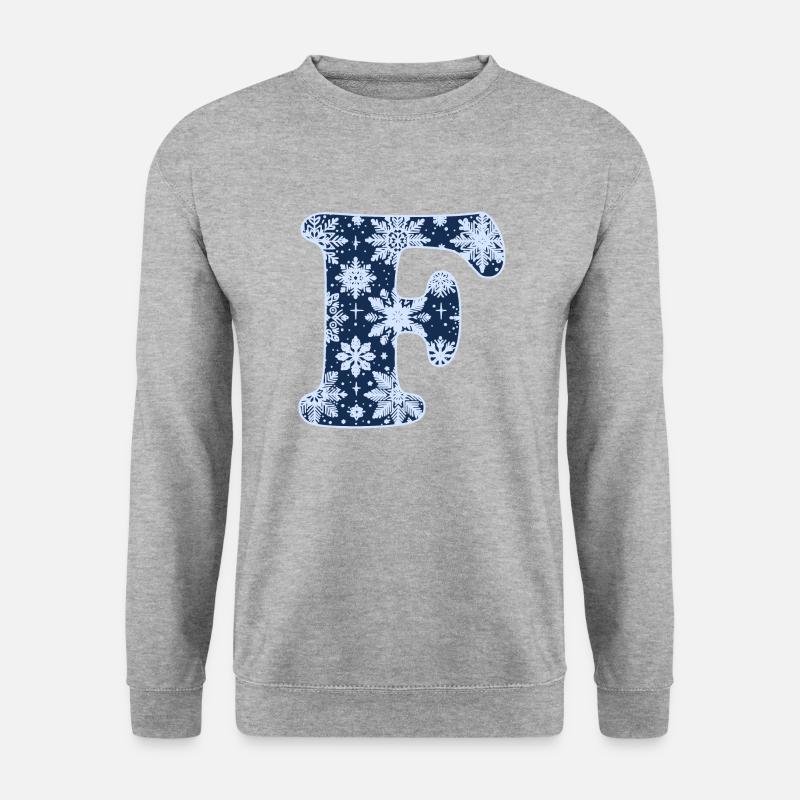 Buchstabe F Schneeflocken - Unisex Pullover - Weißgrau meliert