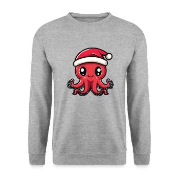 Oktopus Weihnachten Christmas - Unisex Pullover - Weißgrau meliert - Vorne - Alina (178cm) & Michal (187cm)