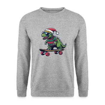 Dinosaurier stegosaurus Weihnachten Lustig - Unisex Pullover - Weißgrau meliert - Vorne - Alina (178cm) & Michal (187cm)
