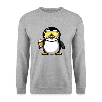 Pinguin Ski Bier - Unisex Pullover - Weißgrau meliert - Vorne - Alina (178cm) & Michal (187cm)