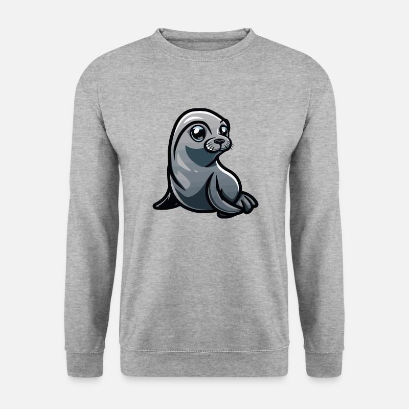 Bande dessinée d’animaux de phoque - Sweat-shirt Unisexe - gris chiné