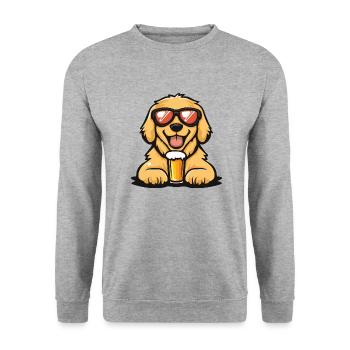 Golden Retriever Hund Ski Bier Lustig - Unisex Pullover - Weißgrau meliert - Vorne - Alina (178cm) & Michal (187cm)