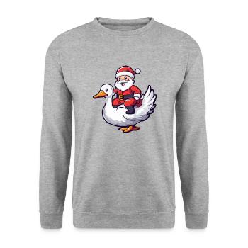 Goose Santa Claus Cartoon - Unisex Sweatshirt - salt & pepper - Front - Alina (178cm) & Michal (187cm)