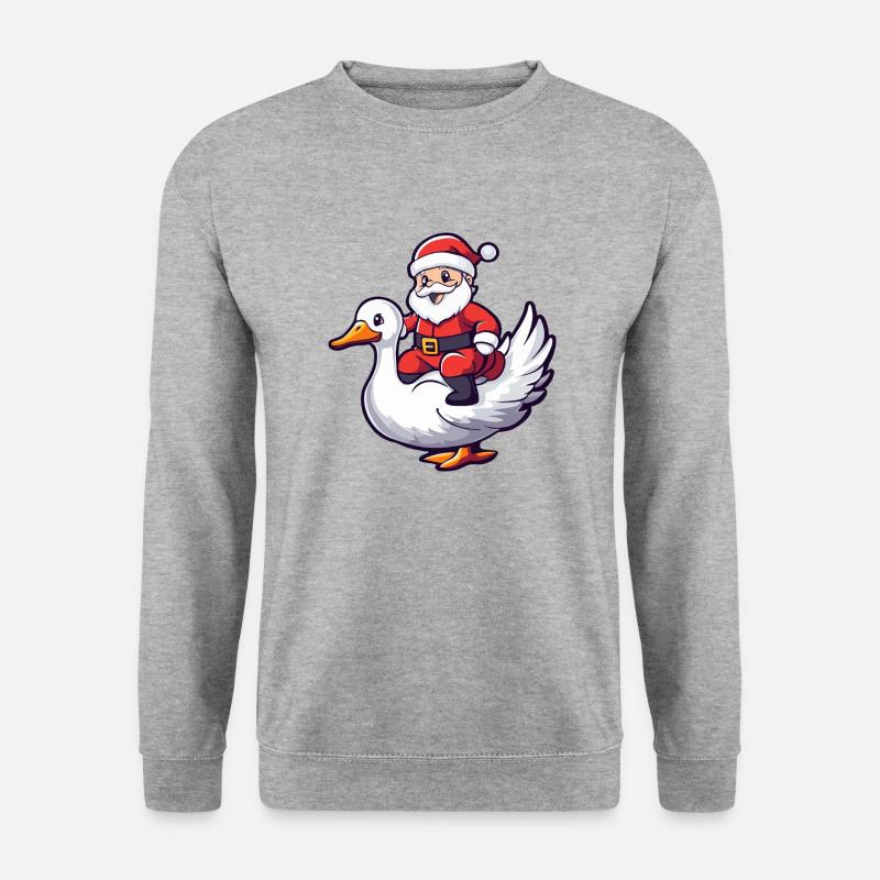 Gans Weihnachtsmann Cartoon - Unisex Pullover - Weißgrau meliert