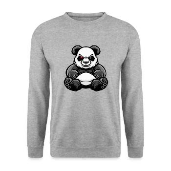 Panda Comic - Unisex Pullover - Weißgrau meliert - Vorne - Alina (178cm) & Michal (187cm)