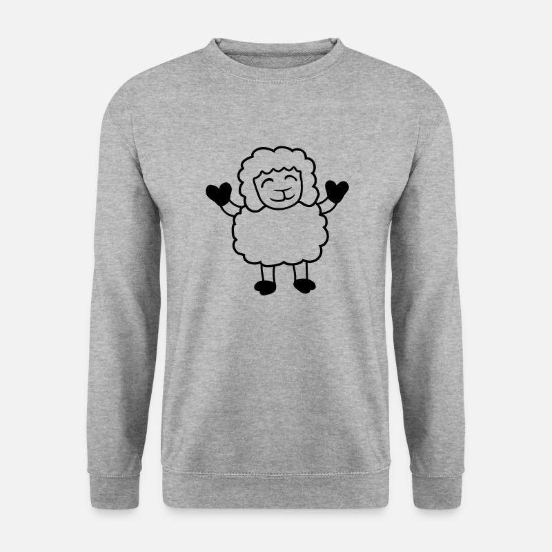Schaf Baby Steht Süß Niedlich Lamm Kind Glücklich - Unisex Pullover - Weißgrau meliert