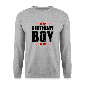 Birthday Boy Saying - Unisex Sweatshirt - salt & pepper - Front - Alina (178cm) & Michal (187cm)