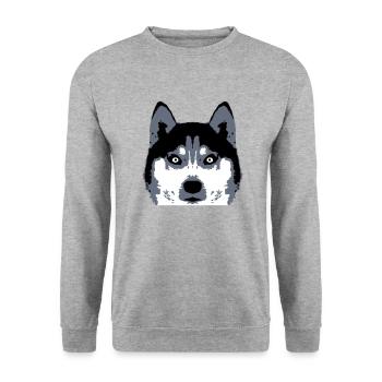 Hund Weißer Husky Gesicht Kopf Schöne Rasse Cool - Unisex Pullover - Weißgrau meliert - Vorne - Alina (178cm) & Michal (187cm)