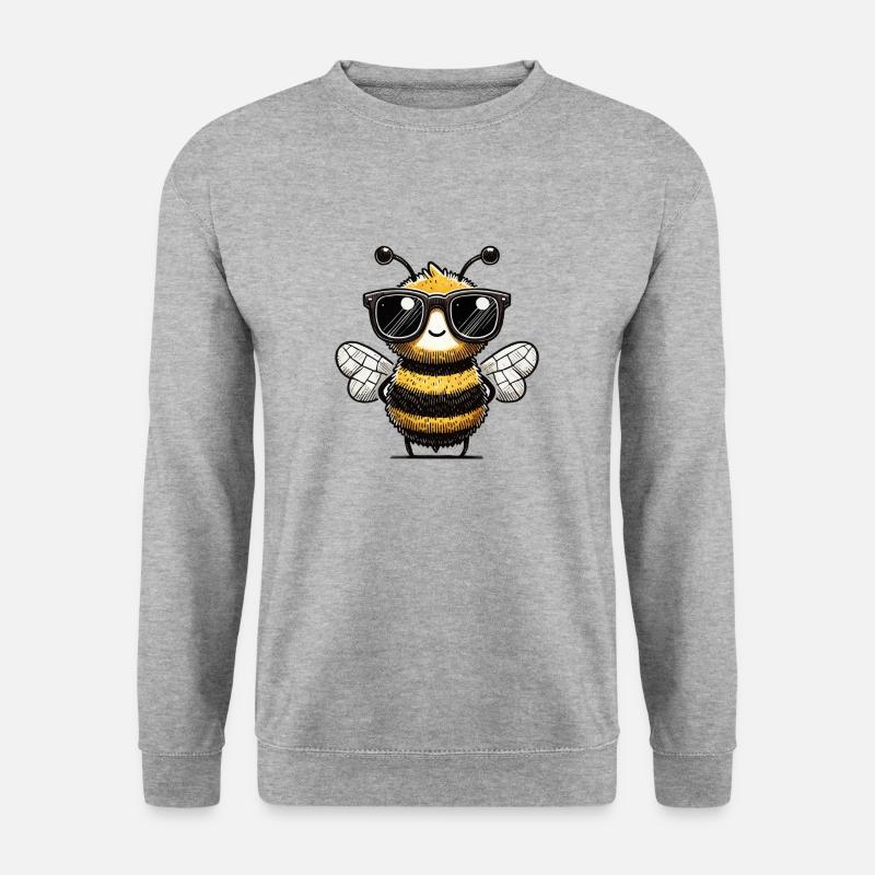Biene Comic Sonnenbrille - Unisex Pullover - Weißgrau meliert