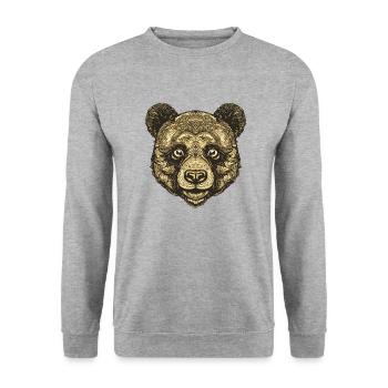 Panda Portrait - Sweat-shirt Unisexe - gris chiné - Devant - Alina (178cm) & Michal (187cm)