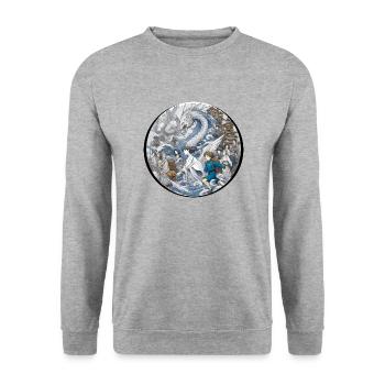 Dragon adventure - Sweat-shirt Unisexe - gris chiné - Devant - Alina (178cm) & Michal (187cm)