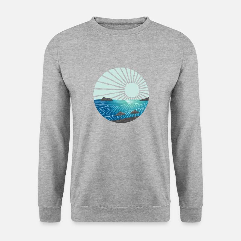 Sonnenuntergang am Meer - Unisex Pullover - Weißgrau meliert