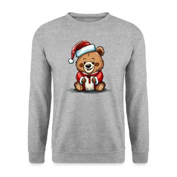 Little Christmas Teddy Bear - Unisex Sweatshirt - salt & pepper - Front - Alina (178cm) & Michal (187cm)
