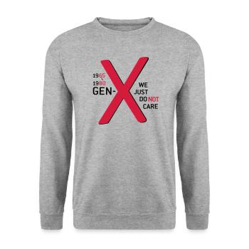 Gen-X We just do not care - Unisex Pullover - Weißgrau meliert - Vorne - Alina (178cm) & Michal (187cm)