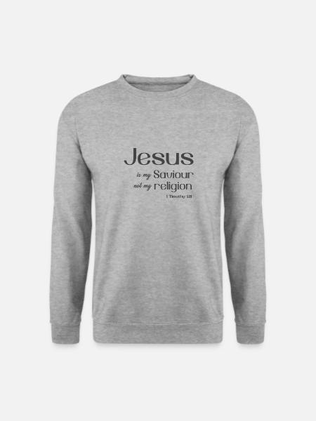 Christian Design Jesus ist mein Erlöser, nicht mein - Unisex Pullover - Weißgrau meliert