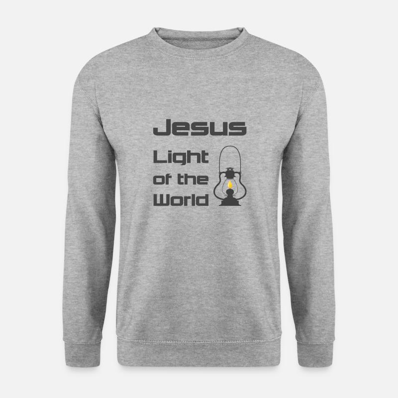 Christliches Design Jesus Licht der Welt - Unisex Pullover - Weißgrau meliert