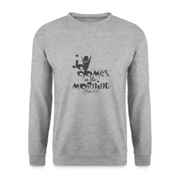 Christian Design Joy Comes in the Morning Psalm - Unisex Sweatshirt - salt & pepper - Front - Alina (178cm) & Michal (187cm)