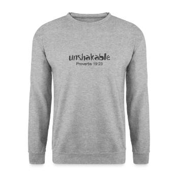 Christian Design Unshakable Proverbs 19 verse 23 - Unisex Sweatshirt - salt & pepper - Front - Alina (178cm) & Michal (187cm)