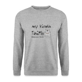 Christian Design My Kinda Faith Bulldog Hebrews - Unisex Sweatshirt - salt & pepper - Front - Alina (178cm) & Michal (187cm)