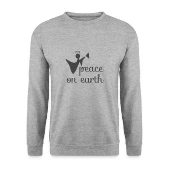 Christliches Weihnachtsdesign Frieden auf Erden - Unisex Pullover - Weißgrau meliert - Vorne - Alina (178cm) & Michal (187cm)